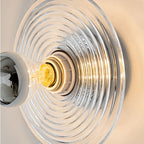 Modern Art Deco Wave Pattern Round Glass 1-Light Wall Sconce Lamp For Bedroom Lumendat