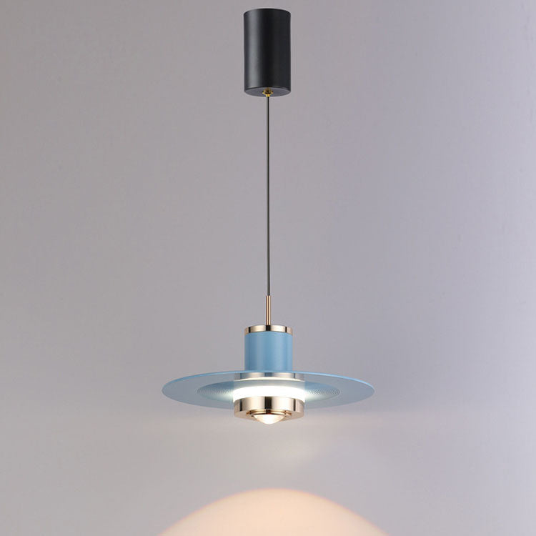 Modern Minimalist Cylinder Flying Saucer Metal LED Pendant Light for Living Room