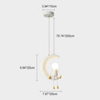 Lumendat Contemporary Nordic Kids Iron Resin Glass Moon Doll 1-Light Pendant Light For Bedside Lumendat