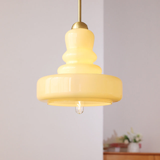 Modern Colorful Glass Gourd Shade 1-light Pendant Light BulbSquare