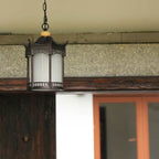 Retro Chinese Outdoor Waterproof Hexagonal Lantern 1-light Patio Pendant Light BulbSquare