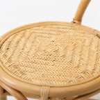 Lumendat Traditional Japanese Round Rattan Weaving Footstool Kids Backrest Chair For Entryways Lumendat