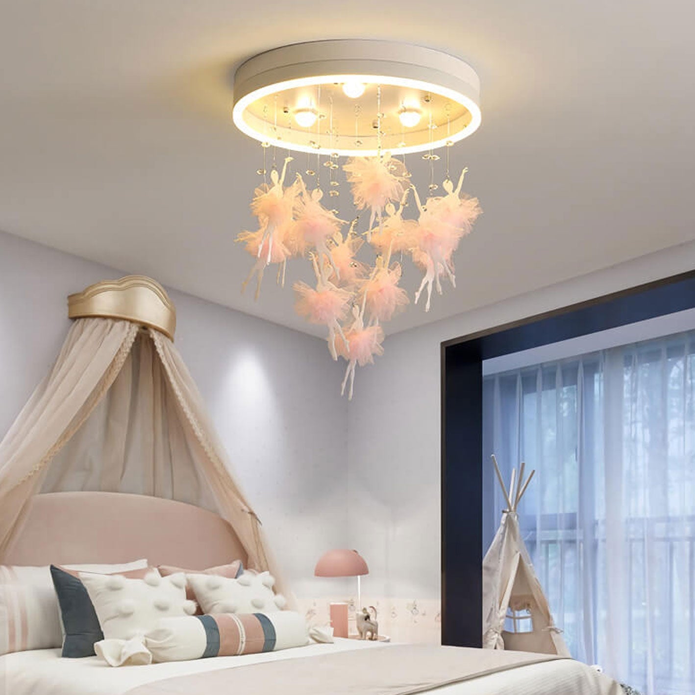 Modern Creative Cartoon Round Bird / Skirt Hanging LED Flush Mount Ceiling Light Lumendat