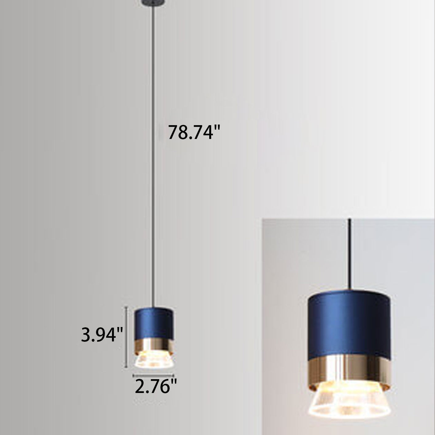 Nordic Light Luxury Cylindrical Aluminum Acrylic LED Pendant Light BulbSquare