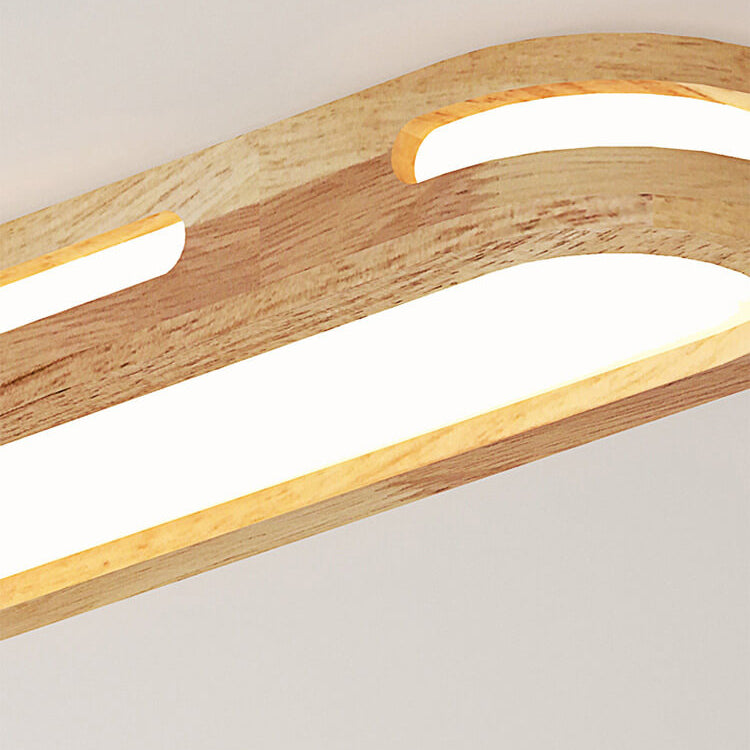 Nordic Minimalist Solid Wood Acrylic Ring LED Flush Mount Ceiling Light BulbSquare