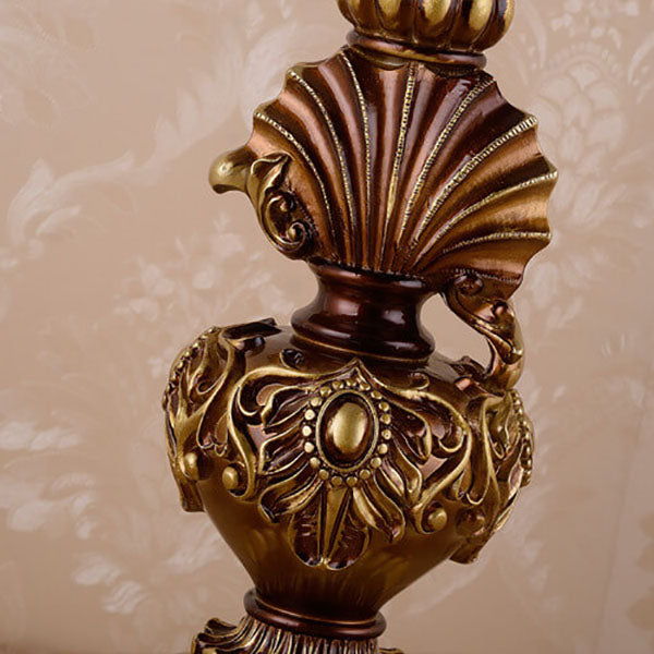 European Vintage Fabric Tassel Resin Court 1-Light Table Lamp Lumendat
