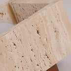 Japanese Wabi-Sabi Yellow Travertine Column Wood 1-Light Semi-Flush Mount Ceiling Light Lumendat