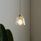 Vintage Glass Brass Drum 1-light Pendant Light BulbSquare