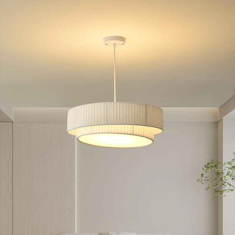 Contemporary Scandinavian Round Iron Acrylic Fabric 4/5 Light Pendant Light for Living Room BulbSquare