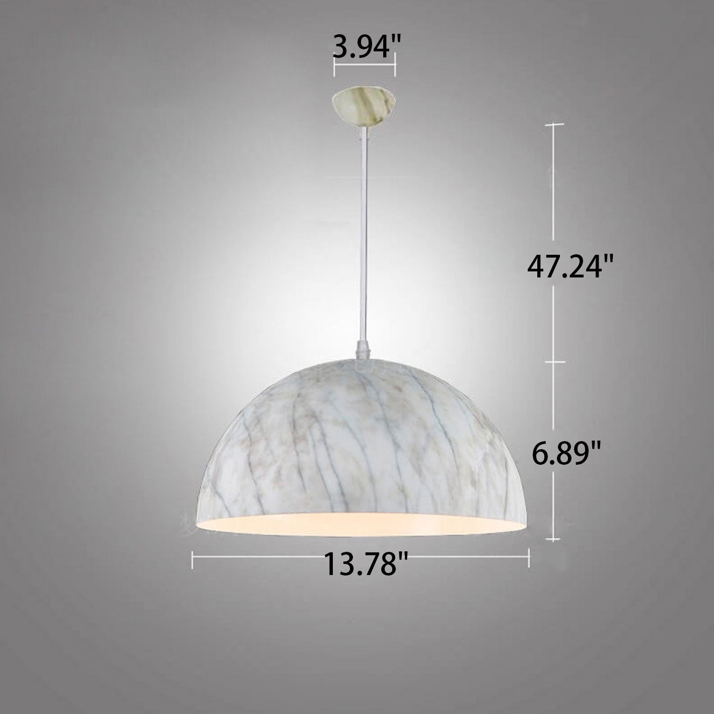 Nordic Minimalist Marbled Semicircle 1-light Pendant Light BulbSquare