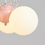 Lumendat Contemporary Creative Cream Hardware Crystal Decor PE Round Shade 3-Light Kids Chandelier For Living Room Lumendat