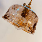Traditional Vintage Amber Square Glass Brass 1-light Pendant Light for Living Room BulbSquare