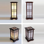 Traditional Chinese Rectangular Parchment Wood 1-Light Standing Floor Lamp For Entertainment Rooms Lumendat