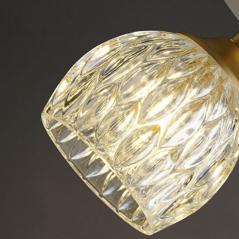 European Light Luxury Round Head Iron Glass 1-light Semi-flush Mount Light