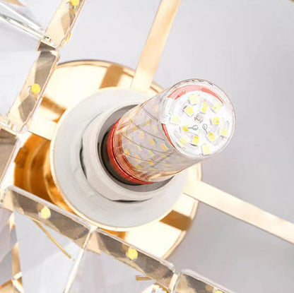 European Luxury Crystal Round Square 1-light Semi-flush Mount Ceiling Light
