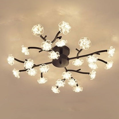 Nordic Creative Plum Blossom Tree Branch LED Semi-flush Mount Ceiling Light