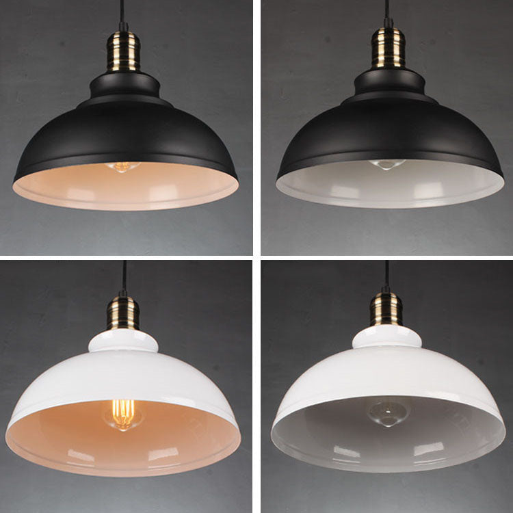 Industrial Simple Dome Round Pot Lid Iron 1-light Pendant Light BulbSquare