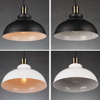 Industrial Simple Dome Round Pot Lid Iron 1-light Pendant Light BulbSquare