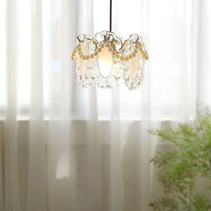 French Light Luxury Hardware Glass 1-Light Pendant Light