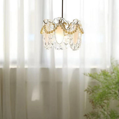French Light Luxury Hardware Glass 1-Light Pendant Light