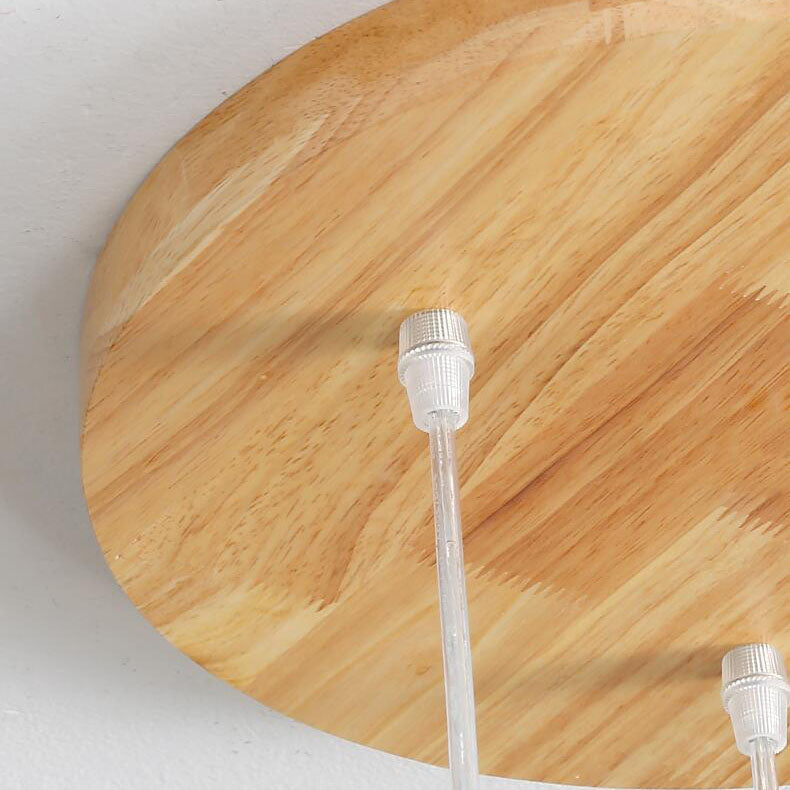 Nordic Wooden Pleated Cone 1/3 Light Island Light Chandelier BulbSquare