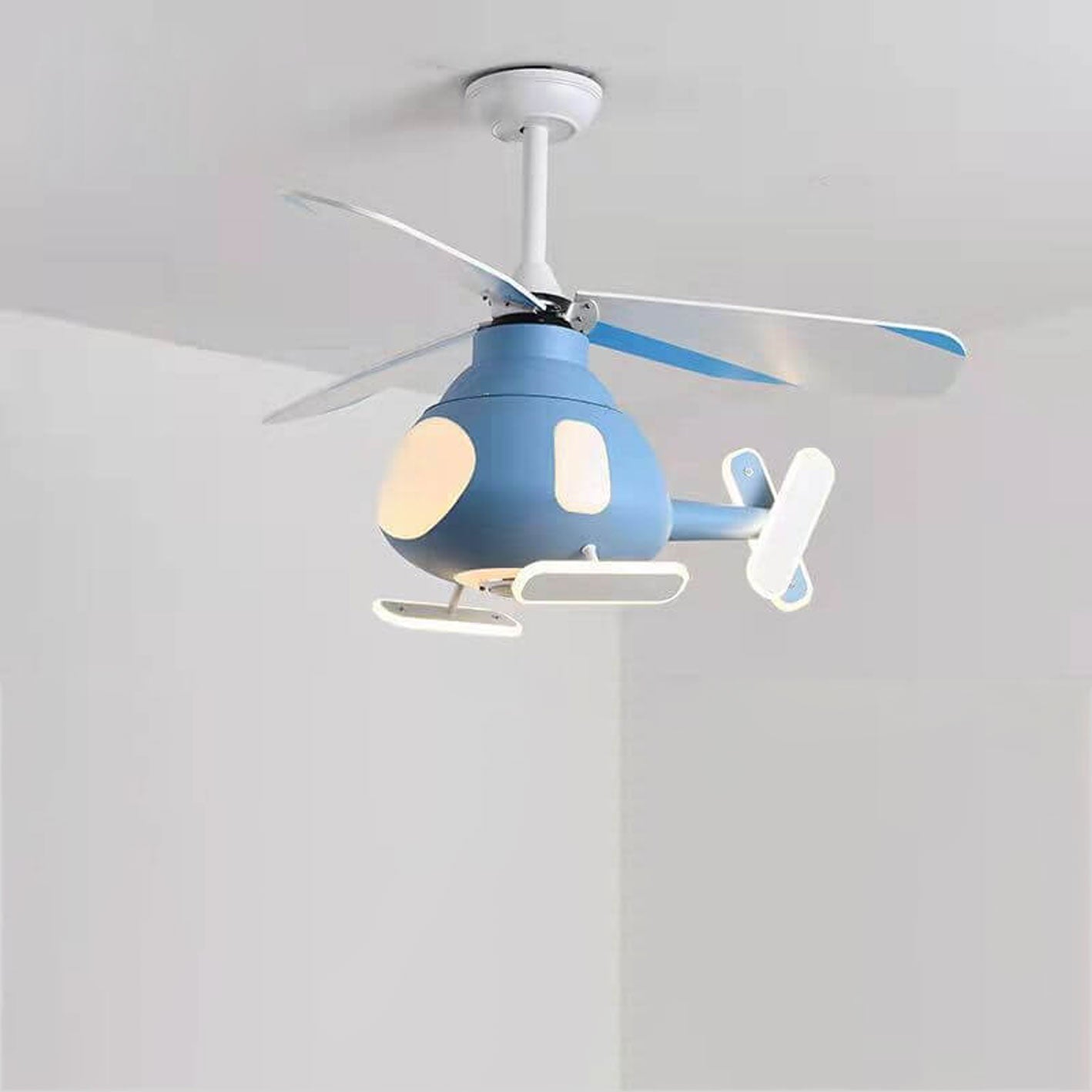 Lumendat Cartoon Creative Aircraft Design LED Downrods Ceiling Fan Light Lumendat