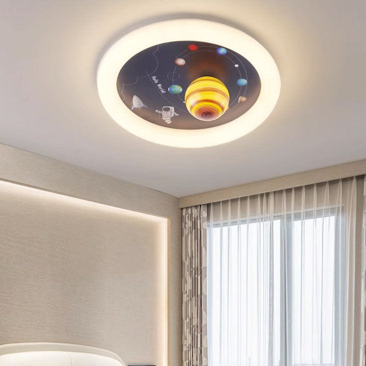 Lumendat Contemporary Nordic Hardware Round Planet Cartoon LED Flush Mount Ceiling Light For Bedroom Lumendat