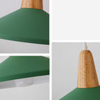 Nordic Minimalist Macaron Solid Color Aluminum Wood 1-light Pendant Light BulbSquare