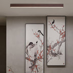 Modern Minimalist Wood Grain Aluminum Strips LED Flush Mount Ceiling Light BulbSquare