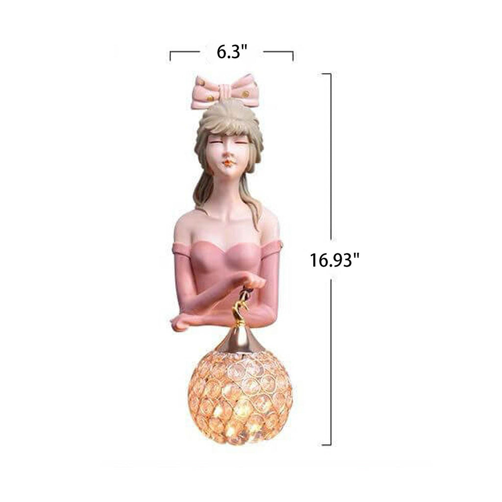 Lumendat Creative Girl Painted Resin Glass Kids 1-Light Wall Sconce Lamp Lumendat