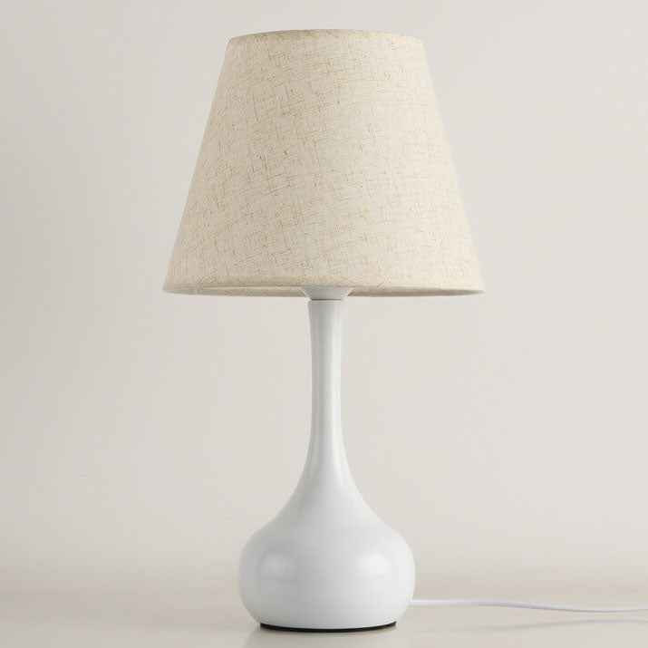 Nordic Vintage Pure Black White Iron Fabric 1-Light Table Lamp Lumendat