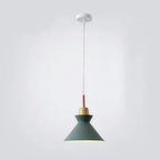 Contemporary Nordic Oak Wood Iron Bell Cone Dome 1-light Pendant Light for Living Room Lumendat