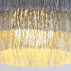 Contemporary Scandinavian Tassel Round Silk Polyester Iron 1-light Pendant Light for Bedroom BulbSquare