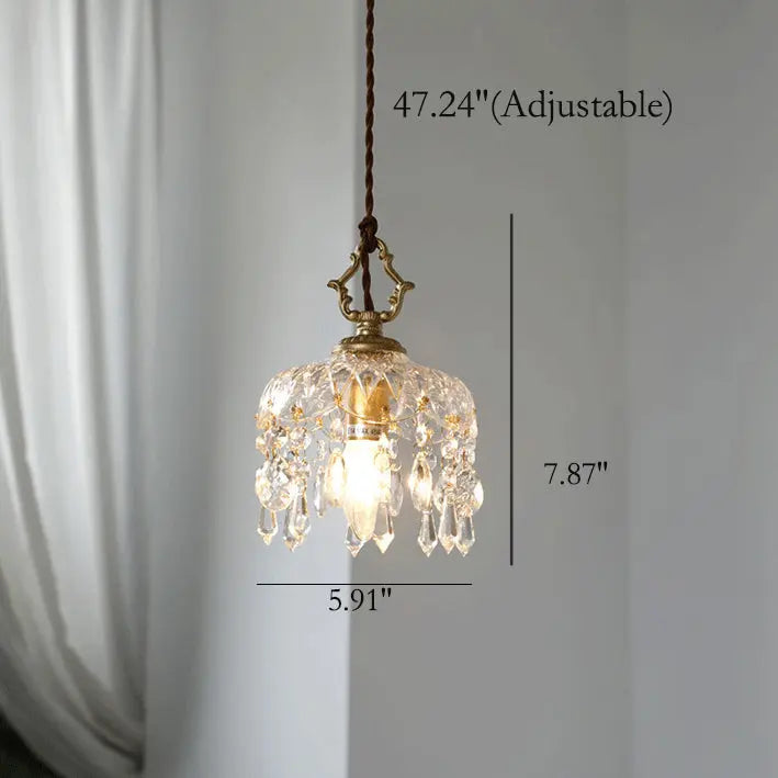 Vintage Decorative Floral Crystal 1-light Pendant Light Lumendat
