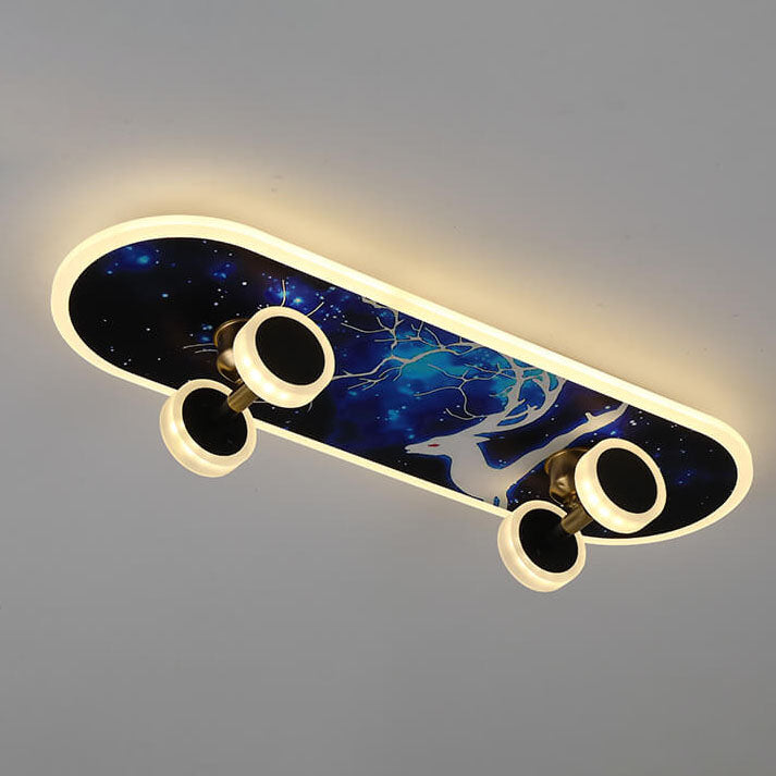 Lumendat Creative Cartoon Skateboard Acrylic LED Kids Flush Mount Ceiling Light Lumendat