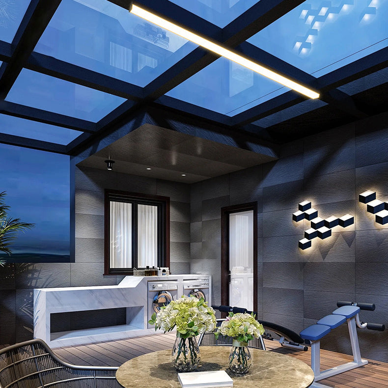 Modern Minimalist Long Rectangle Aluminum PC LED Flush Mount Ceiling Light For Outdoor Patio Lumendat