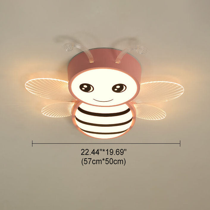 Lumendat Contemporary Creative Kids Bee Iron Acrylic LED Flush Mount Ceiling Light For Bedroom Lumendat