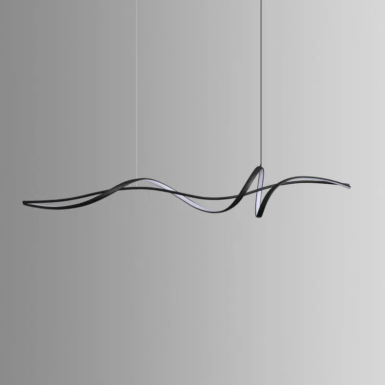 Modern Minimalist Wave Strip Line Iron Aluminium Silica LED Chandeliers Island Light for Dining Room Lumendat