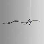 Modern Minimalist Wave Strip Line Iron Aluminium Silica LED Chandeliers Island Light for Dining Room Lumendat