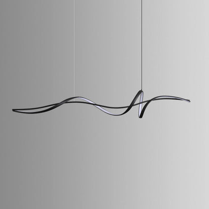 Modern Minimalist Wave Strip Line Iron Aluminium Silica LED Chandeliers Island Light for Dining Room