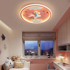 Lumendat Contemporary Creative Cartoon Fighter Unicorn Resin Acrylic LED Kids Flush Mount Ceiling Light For Bedroom Lumendat
