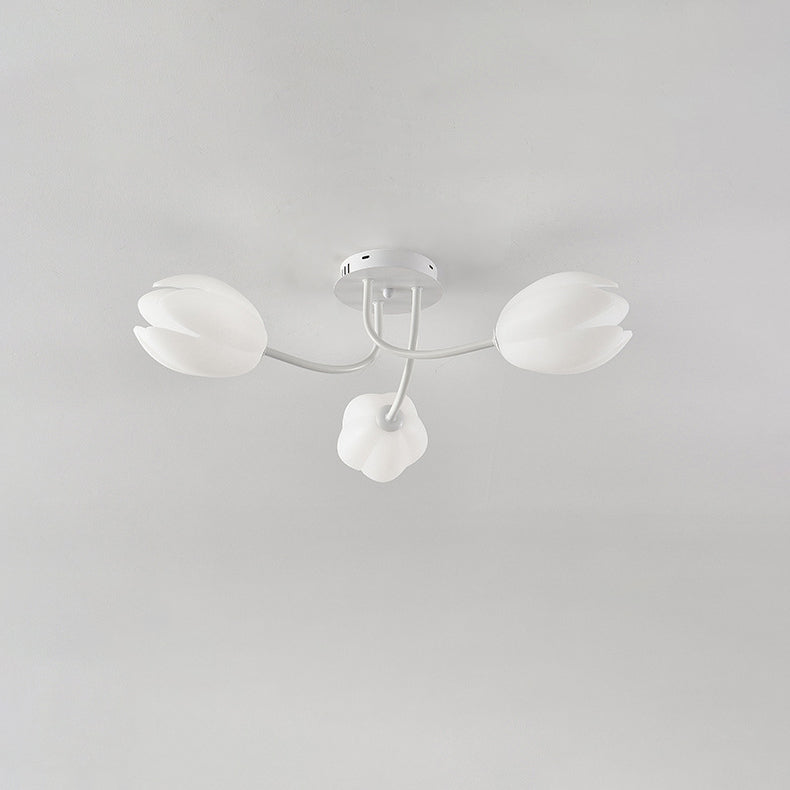Modern Art Deco Tulip Flower Design 3/7/11/13 Light Semi-Flush Mount Ceiling Light For Living Room