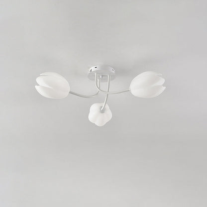 Modern Art Deco Tulip Flower Design 3/7/11/13 Light Semi-Flush Mount Ceiling Light For Living Room