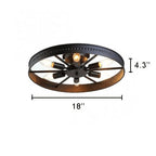 Industrial Wrought Iron Wheel 6-light Flush Mount Lighting