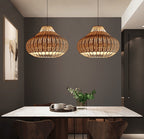 Modern Rattan 1-light Pear Shaped Pendant Light BulbSquare