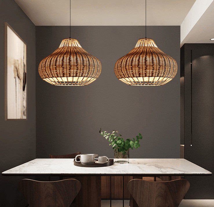 Modern Rattan 1-light Pear Shaped Pendant Light