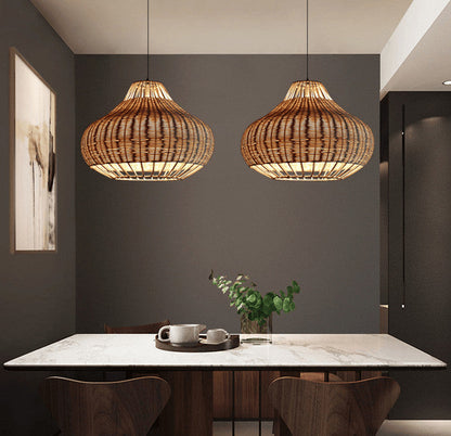 Modern Rattan 1-light Pear Shaped Pendant Light