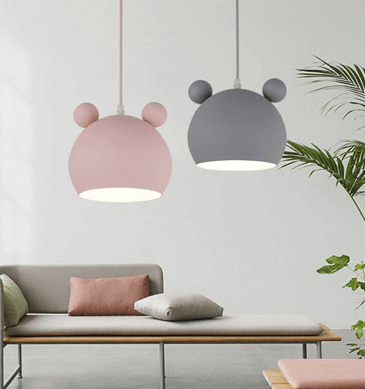 Lumendat Cartoon Bear Head 1-Light Dome Pendant Light Lumendat