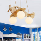 Lumendat Cartoon Aircraft Wooden 3-Light LED Chandeliers Lumendat