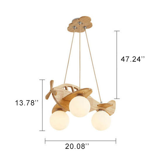 Lumendat Cartoon Aircraft Wooden 3-Light LED Chandeliers Lumendat